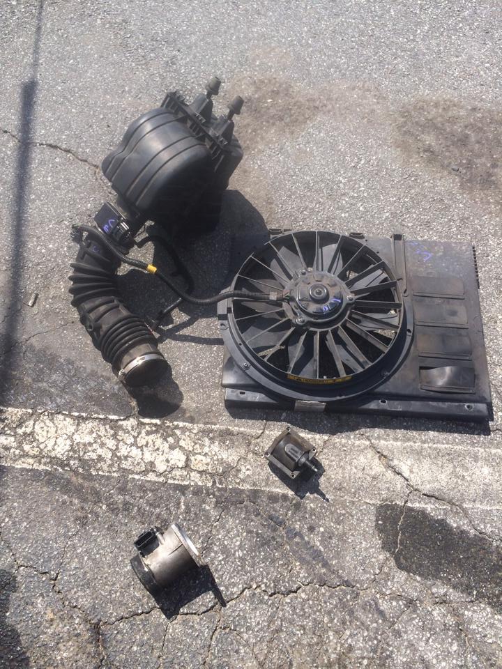 Junkyard score to stay under budget! Airbox and MAF from an explorer... Cooling fan from a Volvo 850